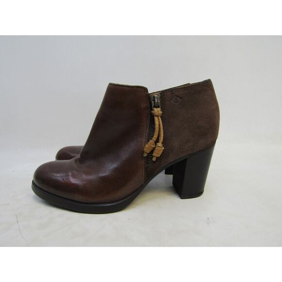 Sperry Top Sider Womens Size 6 M Brown Leather Zip Ankle Fashion Boots Bootie - Picture 1 of 11